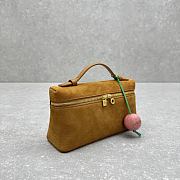 Loro Piana Brown Grained Vanity Case Bag 19x8x12cm - 4