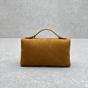 Loro Piana Brown Grained Vanity Case Bag 19x8x12cm - 3