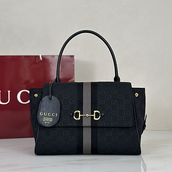 Gucci Paparazzo medium top handle bag black 32x24x17cm