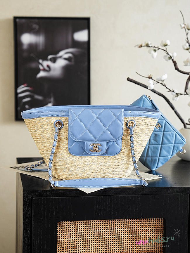 Chanel Raffia Blue tote Bag 41x18x13cm - 1