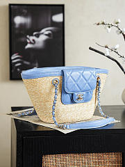 Chanel Raffia Blue tote Bag 41x18x13cm - 3