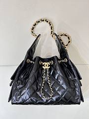 Chanel Small 25 Handbag Black Gold Lambskin 30x26x14cm - 4