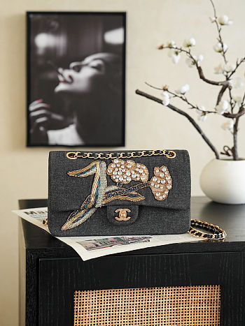 Chanel Classic 11.12 Handbag black Denim 25cm