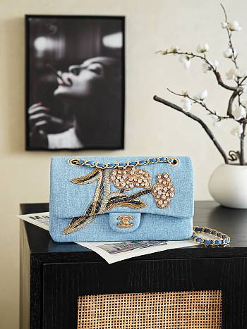 Chanel Classic 11.12 Handbag blue Denim 25cm
