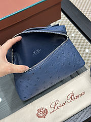 Loro Piana Extra Pocket L19 Ostrich Leather Blue silver 19cm - 5