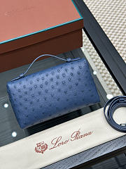 Loro Piana Extra Pocket L19 Ostrich Leather Blue silver 19cm - 2