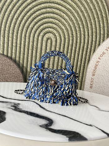 Chanel Kelly Raffia Blue 19x13x7cm