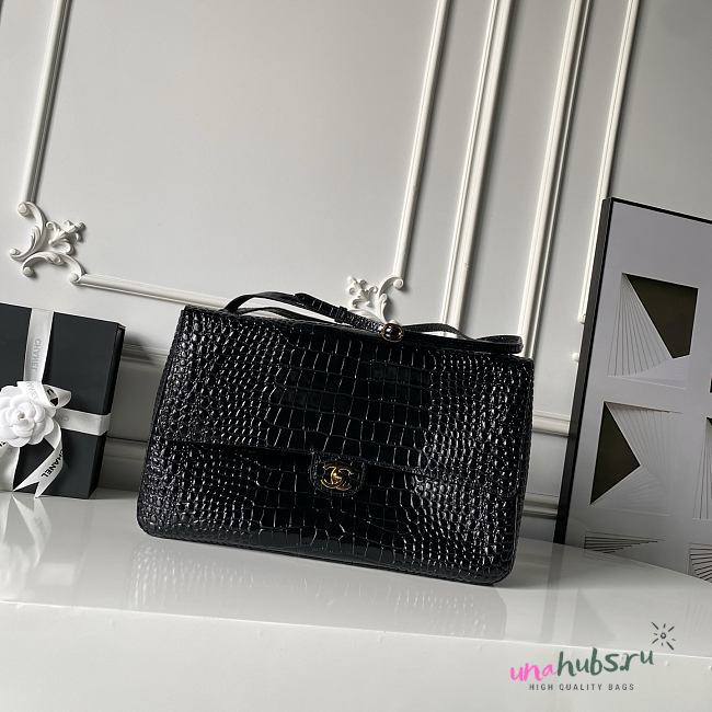 Chanel large flap bag black crocodile 39cm - 1
