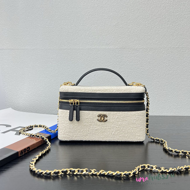 Chanel Vanity Case Tweed Calfskin Top Handle Slim 19.5x5x17cm - 1