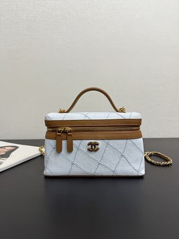 Chanel Top Handle Slim Vanity Case Washed Denim 19.5x5x17cm