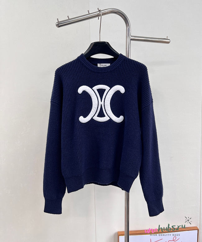 Celine Crew Neck Sweater in Blue - 1