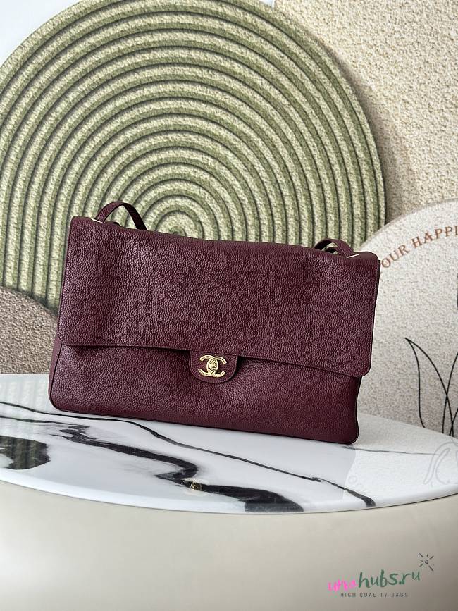 Chanel 26S Flap Bag MAXI gold Burgundy 39cm - 1