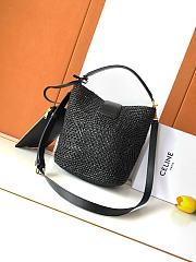 Celine Medium Louise Bucket Raffia Black 23.5x24x16cm - 4