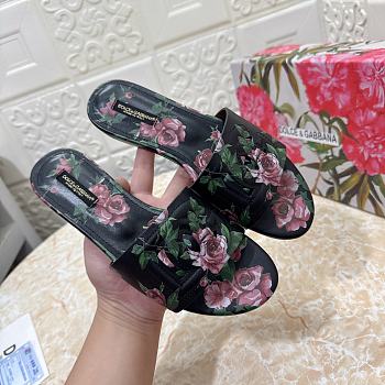 Dolce & Gabbana BLACK Floral motif slides