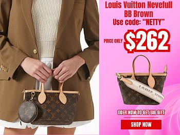 Louis Vuitton Nevefull BB Brown Monogram Pink Strap - 24 x 14 x 9cm