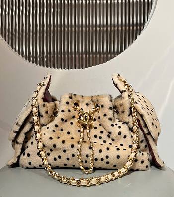 Chanel 25 Mini Handbag Lambskin Light Beige & Black 22x20x12.5cm