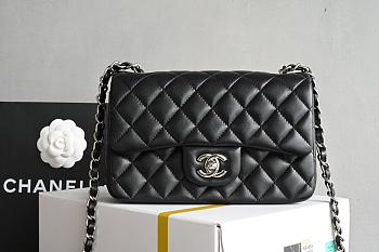 Chanel Mini Flap Bag Black Lambskin Silver 20cm