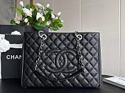 Chanel Shopping Tote Bag Black Caviar Silver 34cm - 1