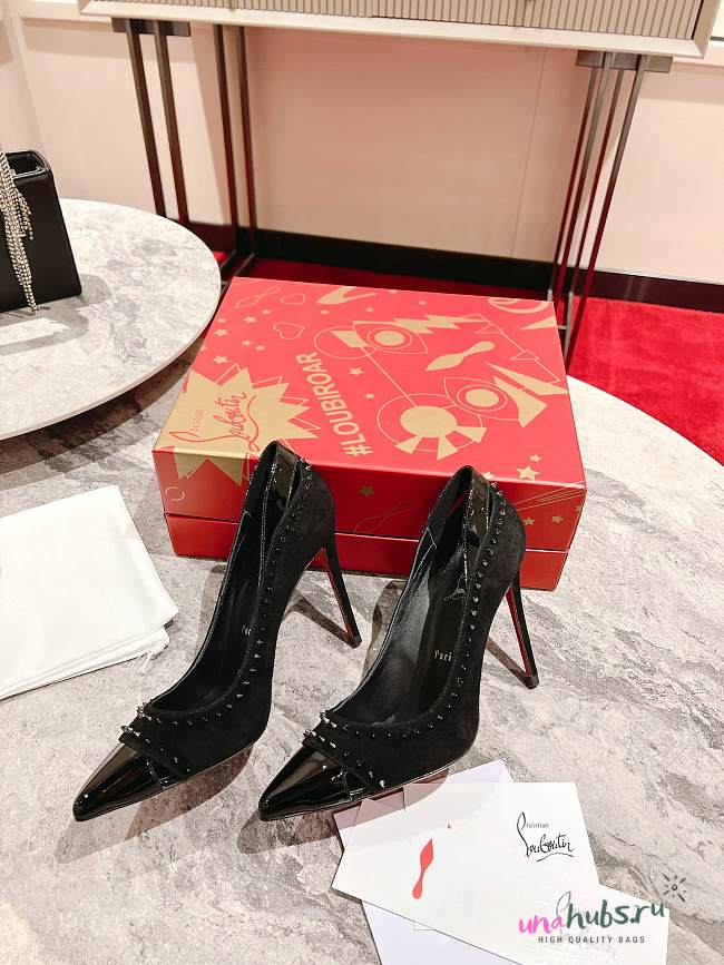 Christian Louboutin Duvette Spikes 100 blackl suede pumps - 1