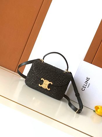 Celine Teen Nino Bag Raffia and calfskin 20.5x13x8cm