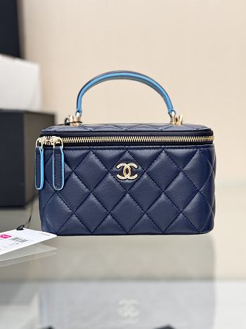 Chanel Vanity Case Top Handle Blue 16.5x10x8cm