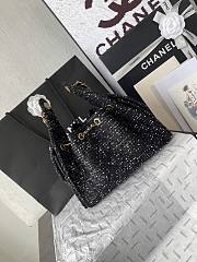Chanel 25 Tweed Quilted Small Handbag Black 30x26x14cm - 4