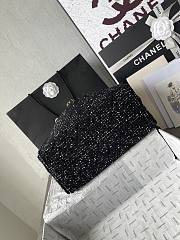 Chanel 25 Tweed Quilted Medium Handbag Black 40x30x15cm - 4