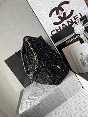 Chanel 25 Tweed Quilted Medium Handbag Black 40x30x15cm - 5
