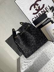 Chanel 25 Tweed Quilted Medium Handbag Black 40x30x15cm - 2