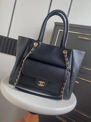 Chanel Shopping Bag Caviar Gold Black 39x26x15cm