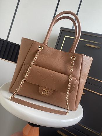 Chanel Shopping Bag Caviar Gold Brown 39x26x15cm