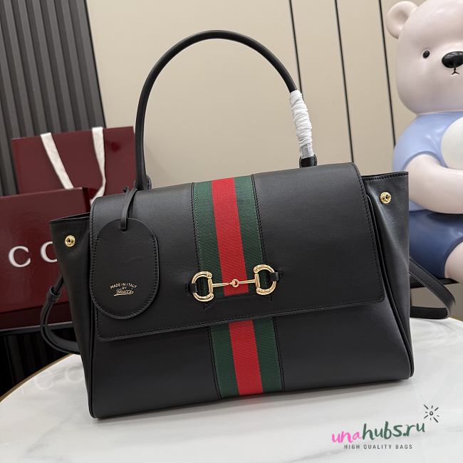 Gucci Paparazzo medium top handle bag black leather 32x24x17cm - 1