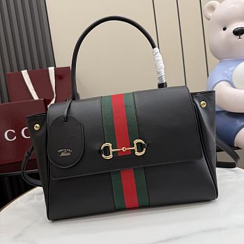 Gucci Paparazzo medium top handle bag black leather 32x24x17cm