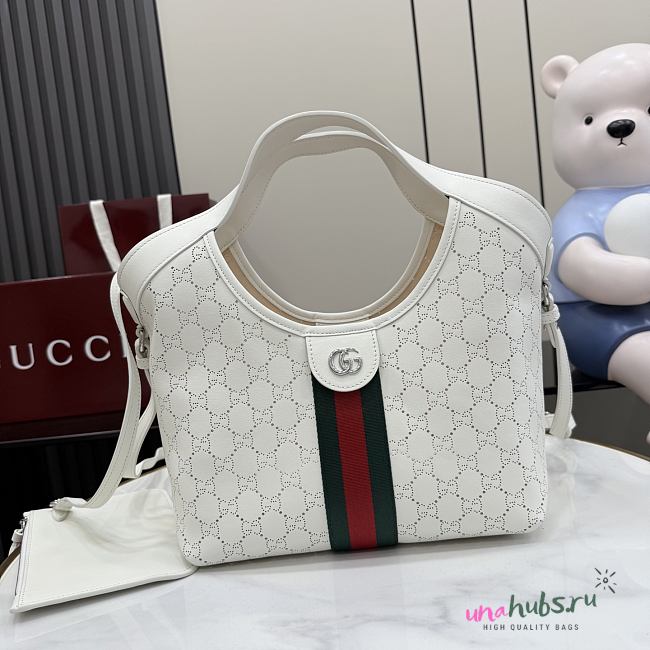 Gucci Giglio small tote bag White perforated 25x20x15cm - 1