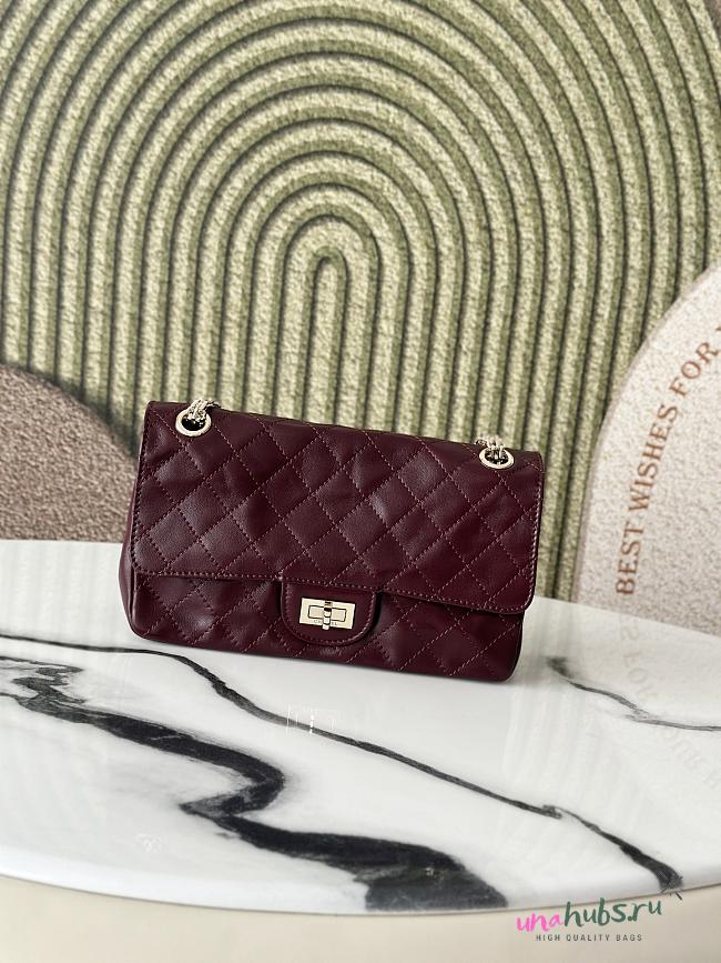 Chanel Small Reissue 2.55 Flap Bag Burgundy Lambskin Gold 24x16x7.5cm - 1