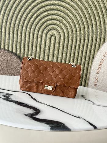 Chanel Small Reissue 2.55 Flap Bag Brown Lambskin Gold 24x16x7.5cm