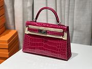 Hermes Mini Kelly Crocodile Pink Silver 20cm - 4