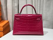 Hermes Mini Kelly Crocodile Pink Silver 20cm - 3