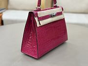 Hermes 25 Kelly Pink Crocodile Silver 25cm - 2
