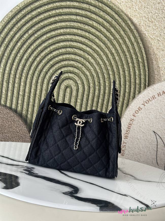 Chanel 25 Small Handbag Denim Dark Blue 30x26x14cm - 1