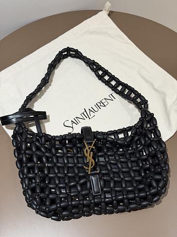 YSL Le 5 à 7 beaded shoulder bag Black 21-28×15×6cm