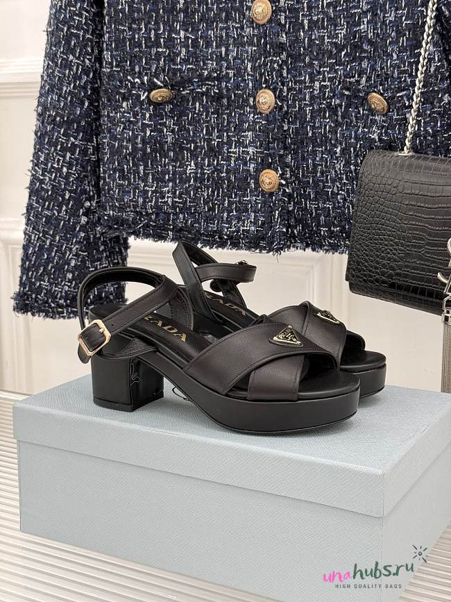 Prada Nappa leather platform sandals black 6.5cm - 1