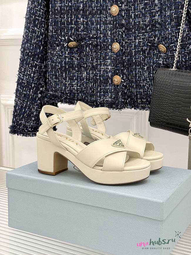 Prada Nappa leather platform sandals white 6.5cm - 1
