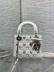 Dior Dioramour Mini Lady Bag with Chain White 17cm - 1