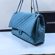 Chanel Maxi Flap Bag XXL Caviar Blue Silver 46x27x13cm - 3