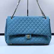 Chanel Maxi Flap Bag XXL Caviar Blue Gold 46x27x13cm - 1