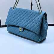 Chanel Maxi Flap Bag XXL Caviar Blue Gold 46x27x13cm - 2