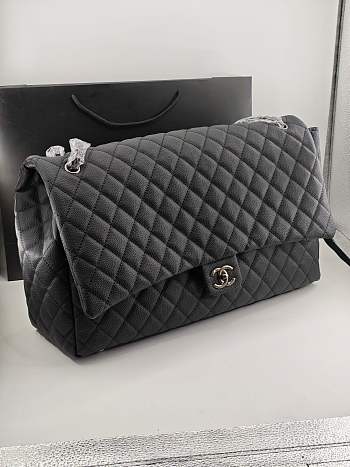 Chanel Maxi Flap Bag XXL Caviar Black Silver 46x27x13cm
