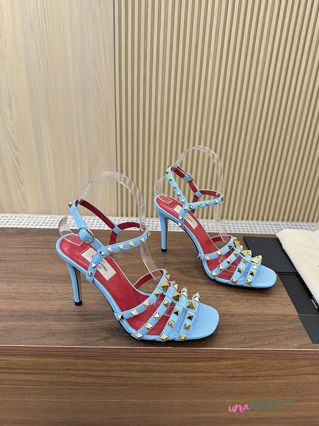Valentino Rockstud Kidskin Blue Sandal 100mm - 1