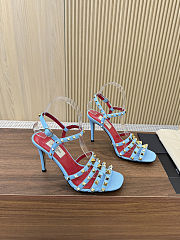 Valentino Rockstud Kidskin Blue Sandal 100mm - 1